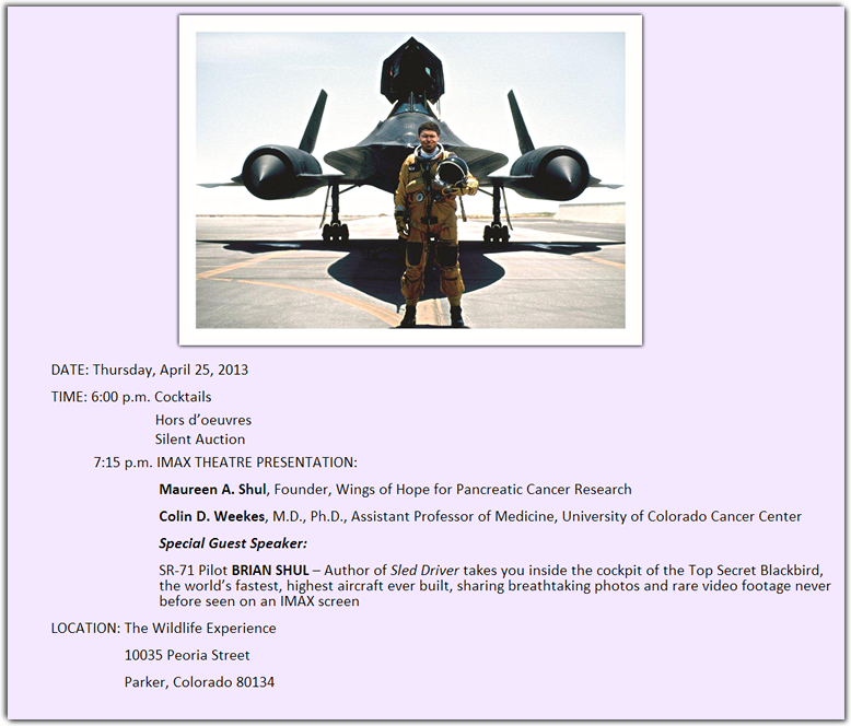 Wings of Hope for Pancreatic Cancer Research 2013 Event