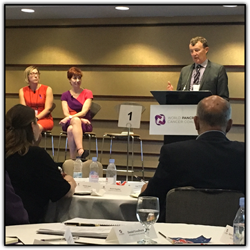 Dr. Malcolm Moore, British Columbia Cancer Agency, Canada, addressing conference on unraveling the complex genetics of pancreatic cancer.